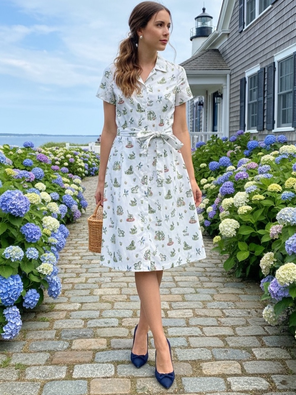 Sarah Patrick Kiel James Patrick Topiary Gardens Shirt Dress Sz 2 100% Cotton